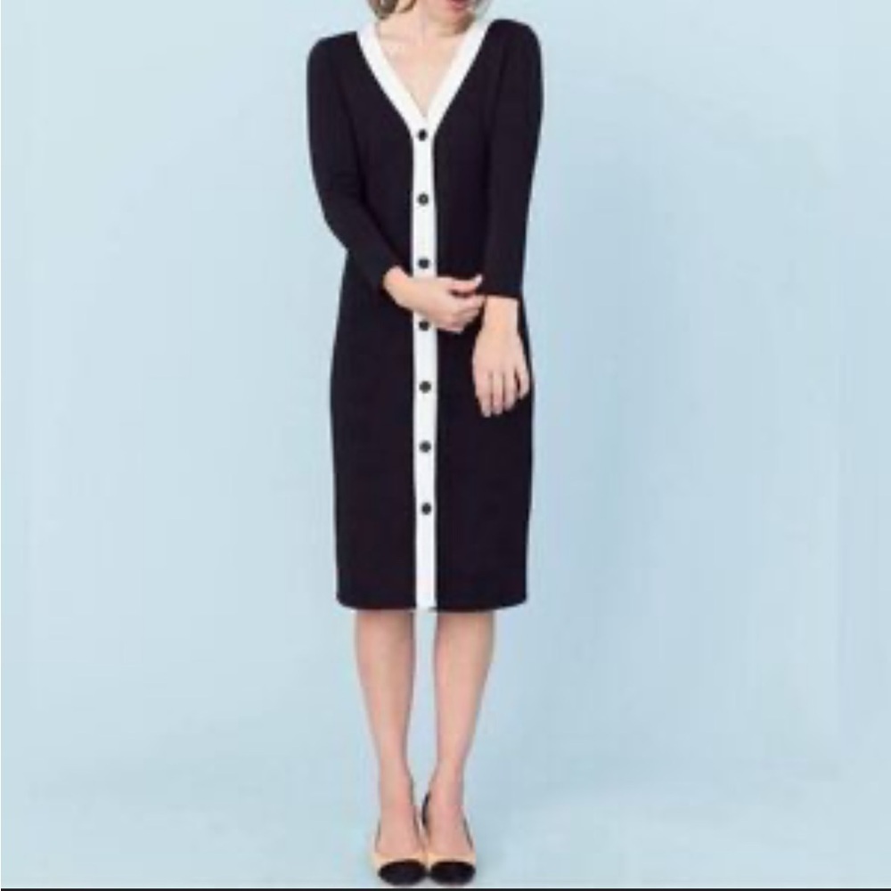 Sonnet James Black & White A Play Dress Button Down Midi Dress Size XS